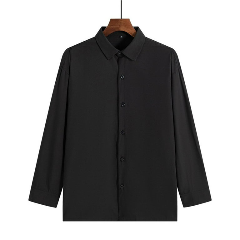 Mens Korean Ice Silk Thin Long Sleeve Shirt Solid Dress Shirt Office Formal Tops - Walmart.com Mens Korean Ice Silk Thin Long Sleeve Shirt Solid Dress Shirt Office Formal Tops - Walmart.com
