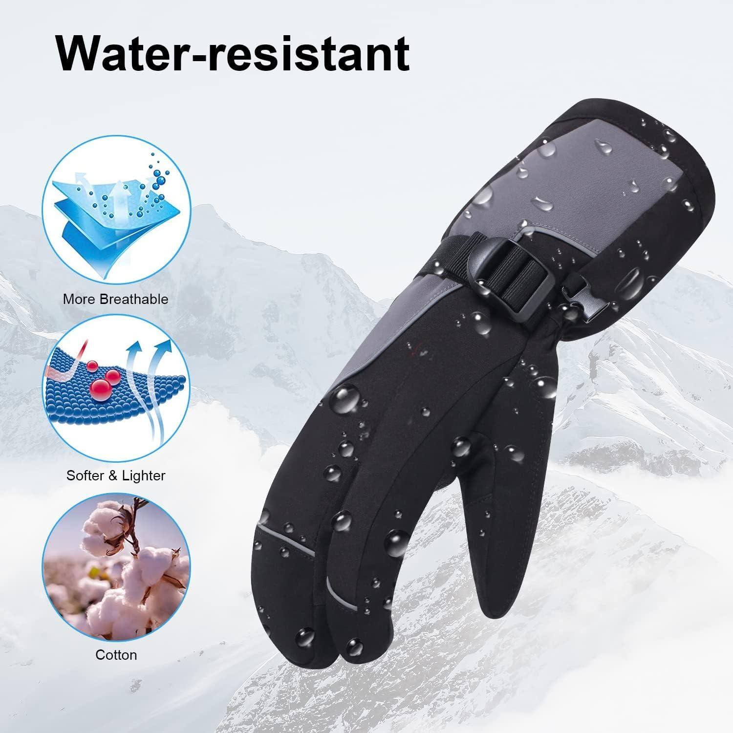 Heated Ski Mittens 3-Finger Gloves Electric Rechargeable Battery Mitts for Men Women Kids Winter Snowboard Motorcycle Skating Camping Hunting