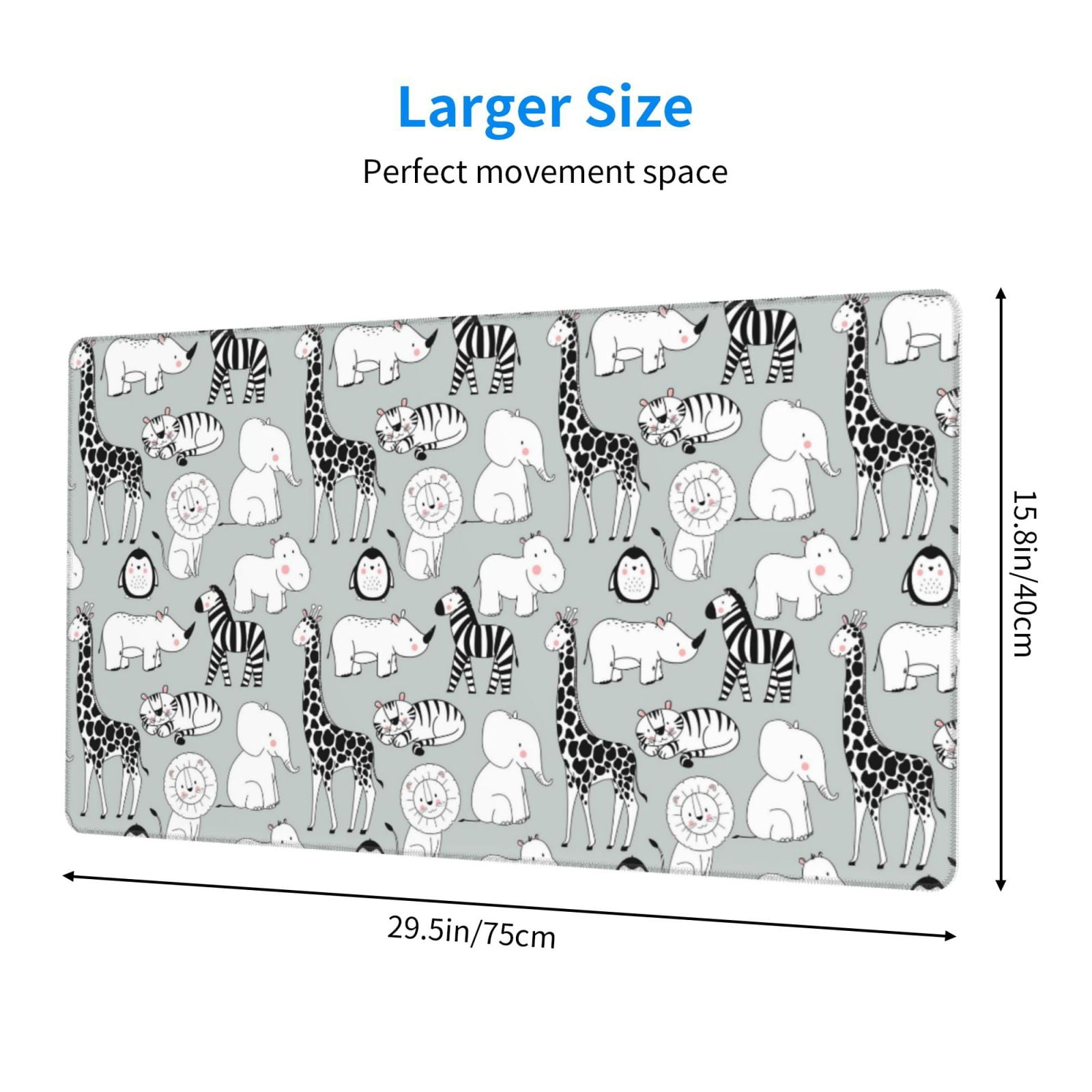 Kdxio African Animals Print Large Gaming Mouse Pad,Non-Slip Base,Water Resist Keyboard Pad for Gamer,Office & Home,29.5 x 15.8 in