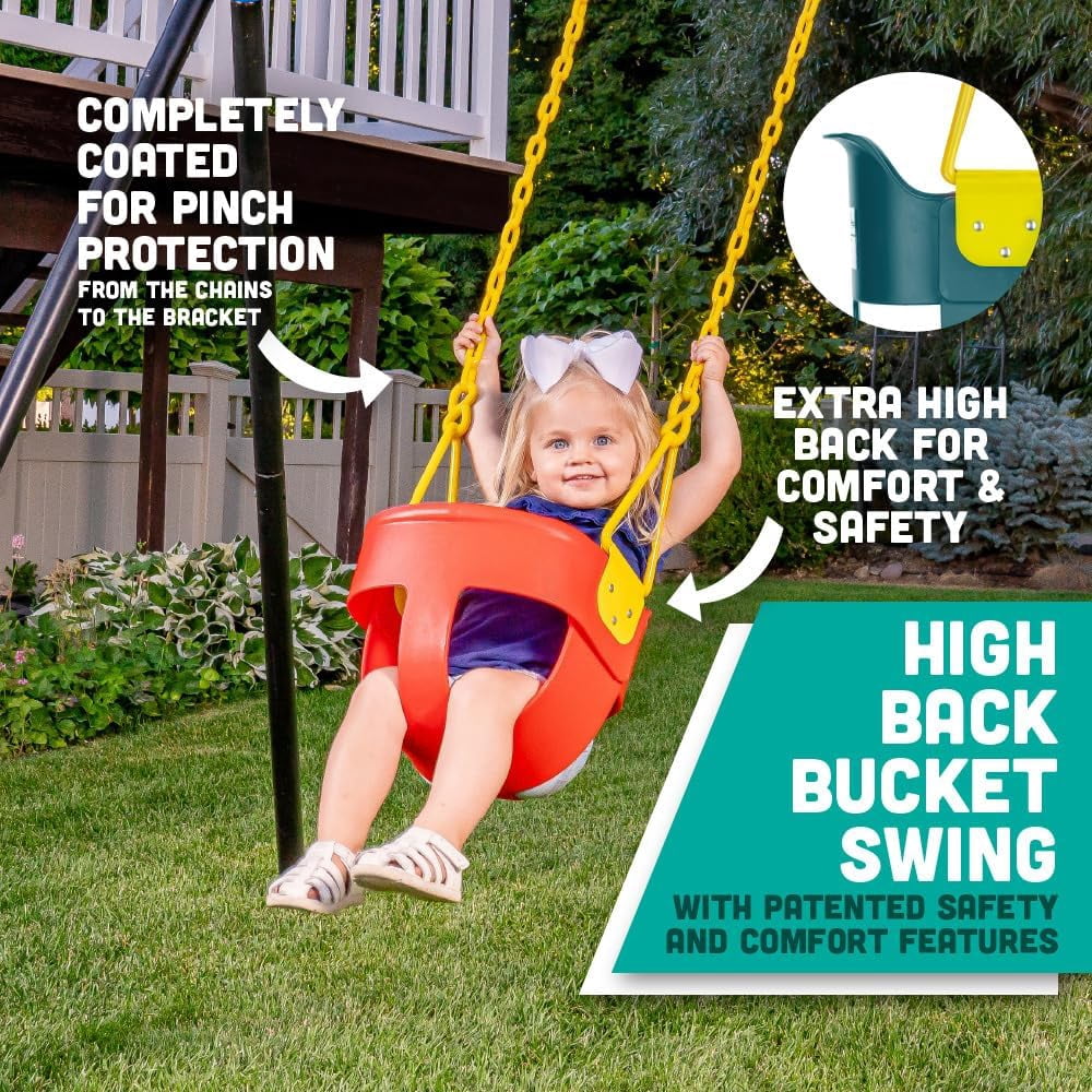 Premium High Back Full Bucket Toddler Swing Seat with Finger Grip