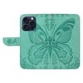 thumbnail image 6 of SaniMore Wallet Case for iPhone 14, PU Leather Embossed Butterfly Flip Folio Cover Card Holder [Kickstand][Wrist Strap] All Arpund Protective Shockproof Shell for iPhone 14(2022), Green, 6 of 18