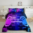 thumbnail image 3 of YST 7-Piece Blue Purple Gaming Comforter Set, Queen – Neon Lights Abstract Geometry Bedding Set, 3 of 6
