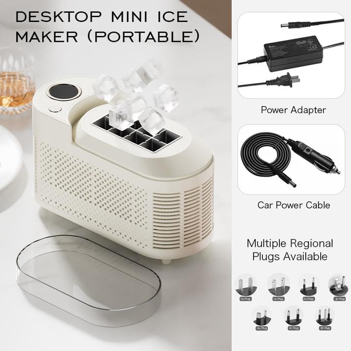Countertop Portable Small Mini Ice Makers - 8 Ice Cubes Ready in 15 Mins, DIY Ice Making & Easy Ice Release, Suitable for Home, Kitchen, RV & Camping(White)