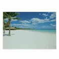 thumbnail image 1 of Beach Cutting Board, Tropical Exotic Seashore with Palm Trees and Clear Sky Island Nature Summertime, Decorative Tempered Glass Cutting and Serving Board, Small Size, Blue White Green, by Ambesonne, 1 of 1
