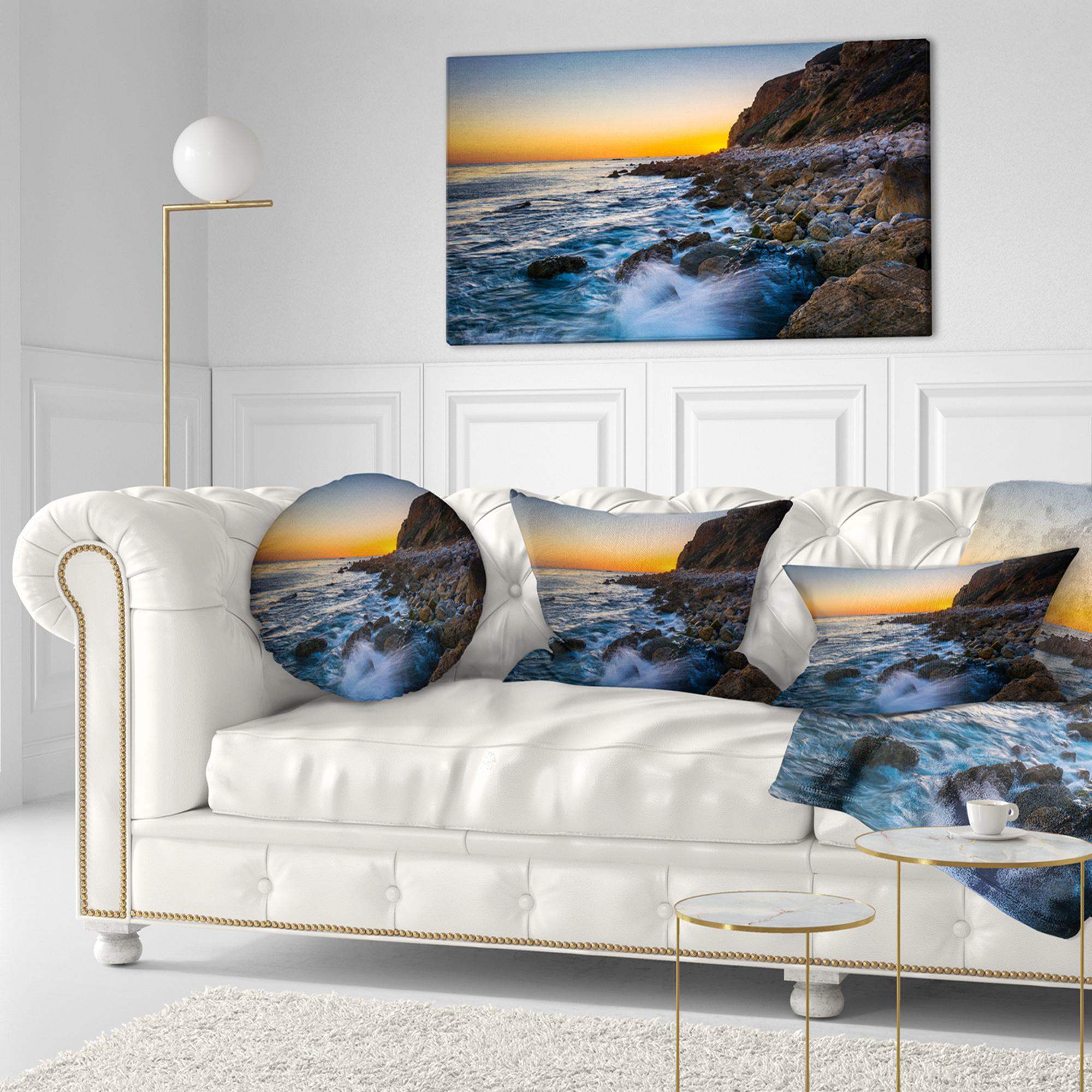Designart 12" x 20" Sea & Shore Polyester Throw Pillow