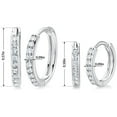 thumbnail image 2 of 14K White Gold Plated Cubic Zirconia Hoops Huggie Stud Earrings  Hypoallergenic for Snesitive Ears for Women Man Girls 10/12mm, 2 of 4