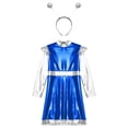 thumbnail image 5 of TiaoBug Kids Girls Alien Outerspace Dress-up Metallic Robot A Line Dress with Feeler Headband Royal Blue 16, 5 of 7