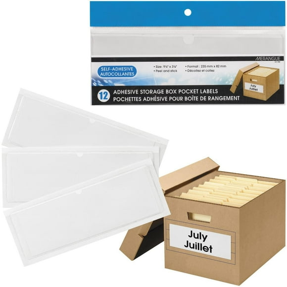 Étiquettes adhésives pour boîtes de rangement, paquet de 12
