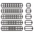 thumbnail image 1 of Deslizantes Hebillas, 50uds 5 Tamaños Metal Rectángulo Ajustador Tri-deslizante Hebilla Rodillo Pasador Correa Ajustador para Cinturón Bolsos DIY Accesorio, Oscuro Gris, 1 of 5