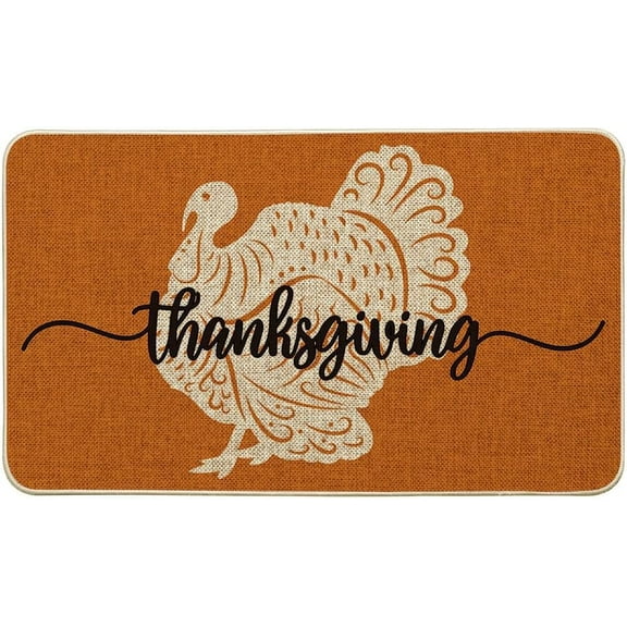 Artoid Mode Papercutting Turkey Thanksgiving Doormat, Thanksful Home Decor Low-Profile Switch Rug Door Mat Floor Mat for Indoor Outdoor 17x29 Inch