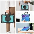 thumbnail image 4 of Lenovo Tab M10 HD 2nd Gen 10.1 Inch 2020 Case TB-X306F / TB-X306X with Pencil Holder + Built-in Kickstand + 360° Rotating Handle + Screen Protector Film, 3 Layer Rugged Heavy Duty Case, Mint+Black, 4 of 9