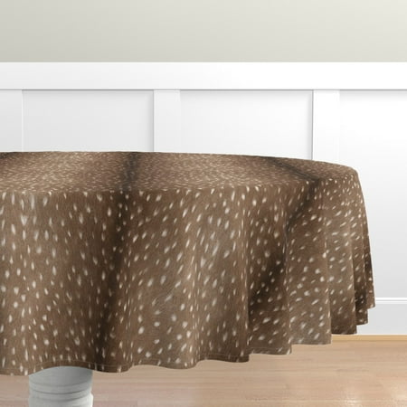 

Cotton Sateen Tablecloth 90 Round - Deer Spots Baby Woodland Rustic Lodge Hunting Print Custom Table Linens by Spoonflower