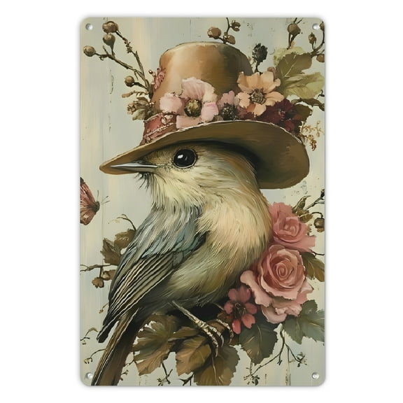 Vintage Bird Metal Sign - 8x12 Inch  Durable Wall Art for Home, Bar, Cafe, Garage & Garden Decor  Easy-Hang Vintage Plaque, Perfect for Room Decor