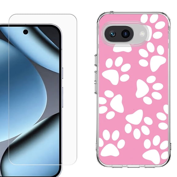 ShockProof Phone Case for Google Pixel 10a, with Screen Protector, by OneToughShield - Pet Paw/ Pink