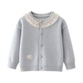 thumbnail image 6 of Jalioing Toddler Girls Sweater Cardigan Cute Lace Patchwork Long Sleeve Crew Neck Button Down Knit Cardigans 0-8 Years, 6 of 9