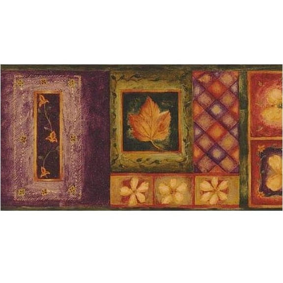 Blonder DW30134B Gypsy Patchwork Wallpaper Border, Dark Green