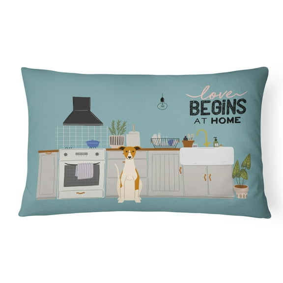 Carolines Treasures CK7803PW1216 Whippet Kitchen Scene Canvas Fabric Decorative Pillow 12H x16W multicolor