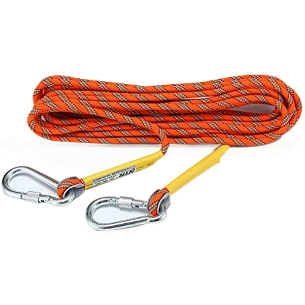 Outdoor Climbing Rope with Hook,10M(32ft),20(64ft),30M(98ft),50M(164ft),Downhill  Climbing Equipment,Rock Climbing Rope,Life-Saving Rope,Fire-Survival Rope,Rescue  Equipment,Orange (10) 