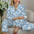 thumbnail image 6 of Fotbe Daisies Flowers Pattern Long Sleeve Pajama Set for Women,Sleepwear Set,2-piece Loungewear Set,Soft PJs Comfy Nightwear with Pockets -Medium, 6 of 7