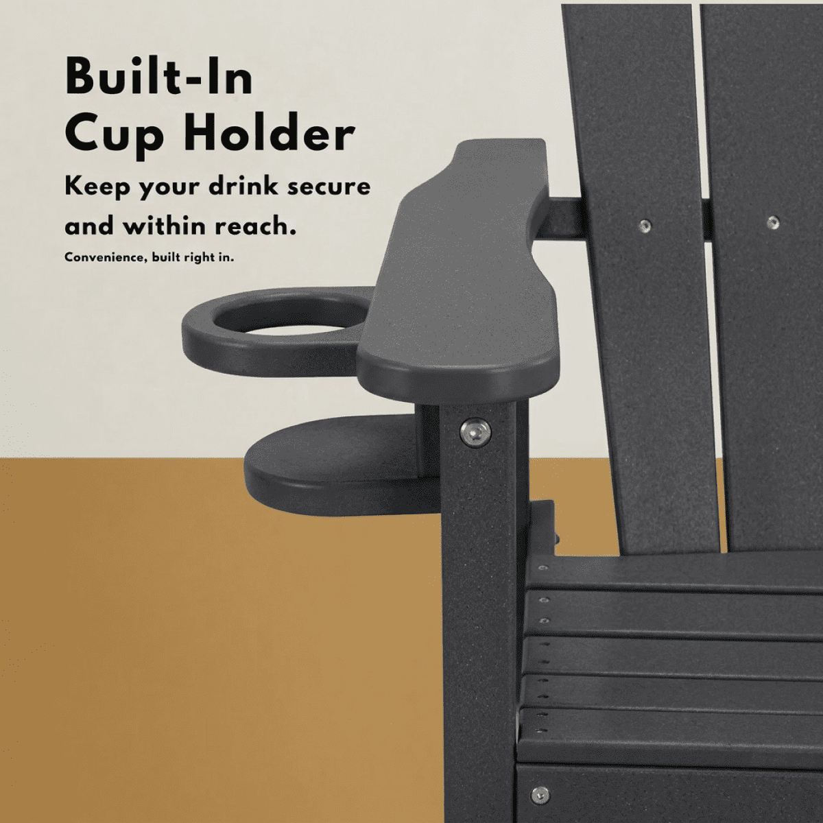 HDPE Bar Height Adirondack Chair All-Weather Outdoor Patio Chair with Cup Holder (Gray)