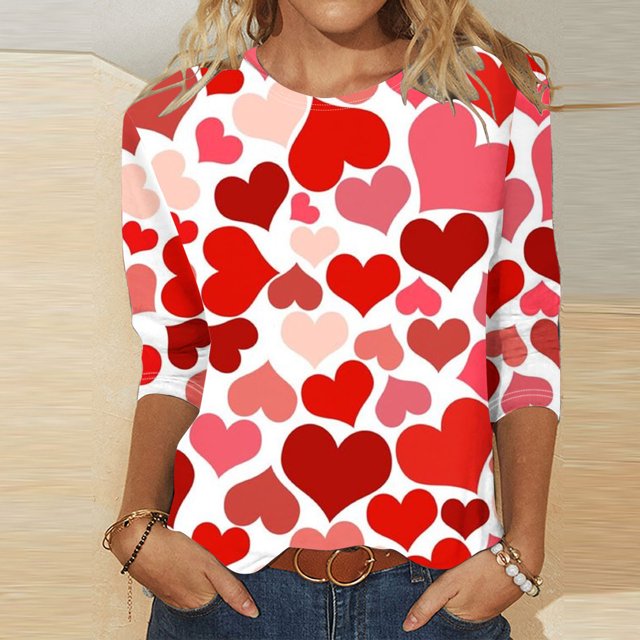Fiudx Ofertas de La Semana Blusa Holgada con Estampado de Pascua y Cuello Redondo Retro de Manga Tres Cuartos a La Moda para Mujer