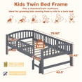 thumbnail image 5 of PORKISS Kids Twin Bed Frame with Guardrails, Wood Twin Platform Bed with Built-in Step, 10 Wood Slats Support, No Box Spring Needed, 400 lbs Capacity, Twin Bed for Boys Girls Bedroom, Gray A, 5 of 10