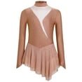 thumbnail image 3 of Aislor Kids Girls Figure Ice Skating Leotard Dress Long Sleeve Glittery Sheer Mesh Ballet Dance Dusty Pink 6, 3 of 7