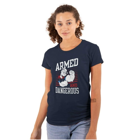 Popeye Armed Dangerous Biceps Workout Women's T Shirt Ladies Tee Brisco Brands S