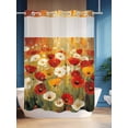 thumbnail image 4 of Retro Floral No Hook Shower Curtain and Liner Set Red White Yellow Poppy Flowers Oil Painting Shower Curtains with Snap-in Liner & See Through Top Window Hotel Style for Bathroom Decor 48x72 Inch, 4 of 8