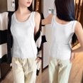 thumbnail image 5 of yillto Womens Scoop Neck Ribbed Tank Top Sleeveless Camisole Shirts Basic Layering Slim Tshirts with Bra, 5 of 5