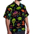 thumbnail image 2 of Alien Men's Short Sleeve Casual Printed Button Down Beach Shirts Hawaiian Style Unisex Summer Shirt, 2 of 6
