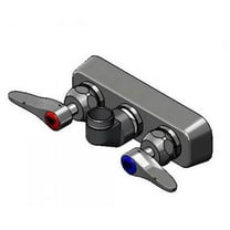 T&S Brass - 4'' Wall Mount Workboard PRU Base Faucet, Less Nozzle, CV-Ceramas, Lever Handles