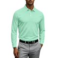 thumbnail image 7 of GrmtClth Mens Three Button Placket Athletic Business Polo Shirts, Lapel Collar Long Sleeve Lightweight Travel Performance Tops Turquoise 4XL, 7 of 7