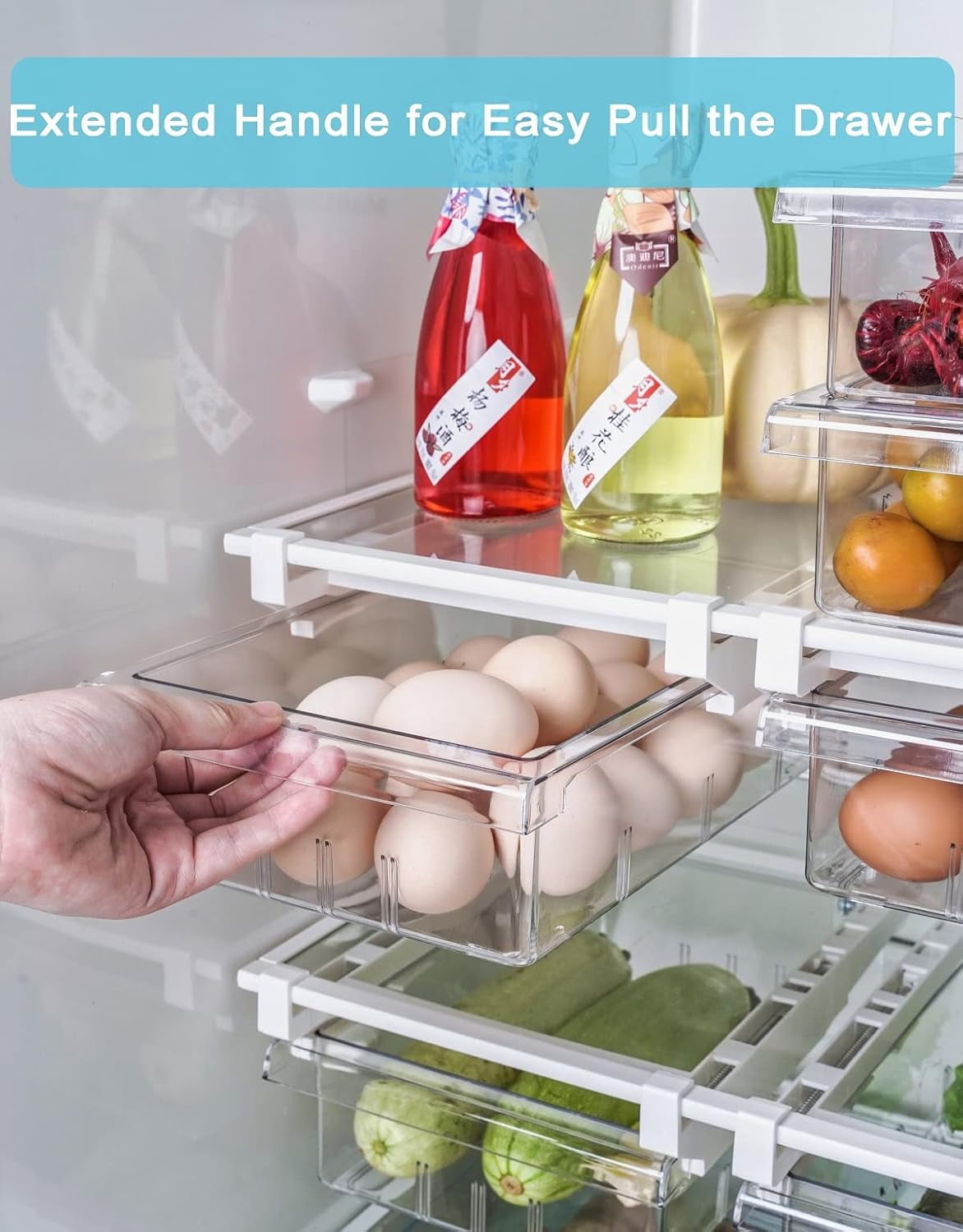 Refrigerator Organizer Bins - Egg Drawer Fridge Shelf Holder Storage Box for Fruits & Vegetables (1 Pack)