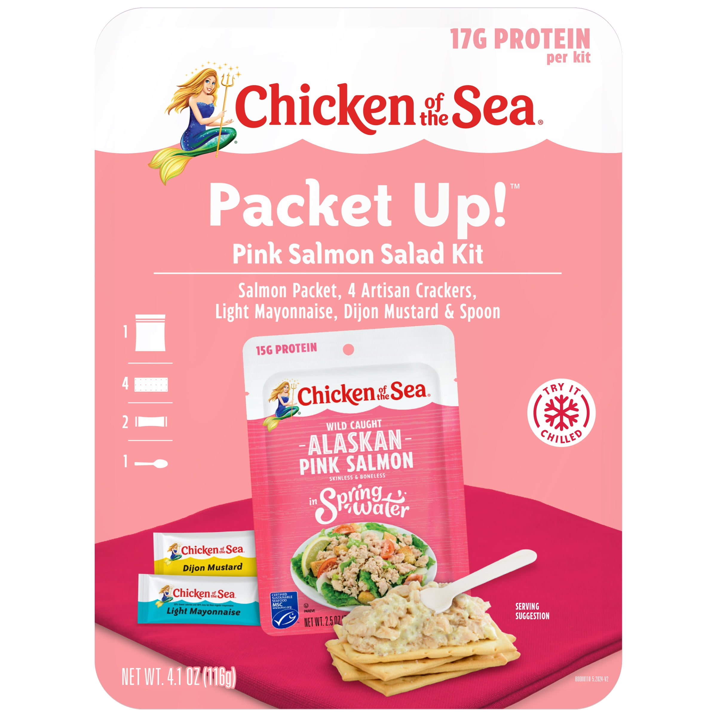 (3 pack) Chicken of the Sea Packet Up! Pink Salmon Salad Kit 4.1 oz