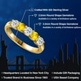 thumbnail image 2 of Gem Stone King 18K Yellow Gold Plated Silver White Topaz and Yellow Sapphire Wedding-Bands Ring for Women | 0.97 Cttw | Round 3.5MM | Gemstone November Birthstone | Size 8, 2 of 6