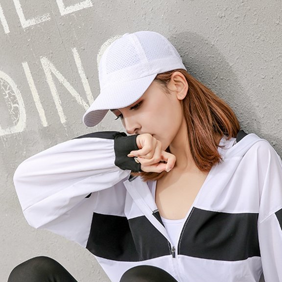 LOLIPPYY Quick Drying White Baseball Cap Cotton Breathable Mesh Fabric for Summer Outdoor Use