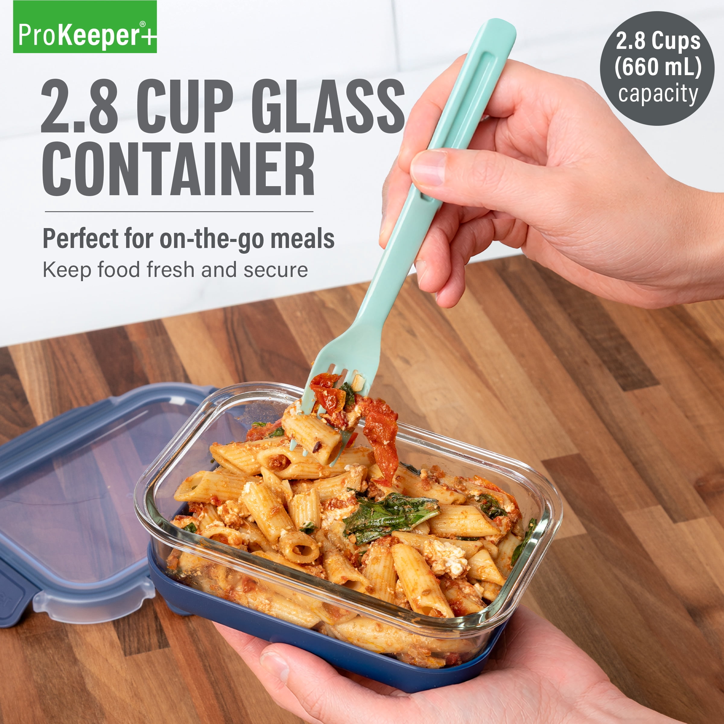 (2 pack) Prokeeper+ 2.8 Cup Glass Food Storage Container with Silicone Base, Well Suited to Refrigerator Organization