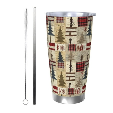 

Junzan Rustic Plaid Forest Lodge for 20oz Stainless Steel Insulated Car Cup with Spillproof Lid - Insulated Coffee Mug Thermal Cup-Straw Two-piece Set