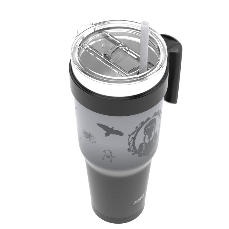 Zak Designs 40oz Wednesday Straw Handle Tumbler, Stainless Steel