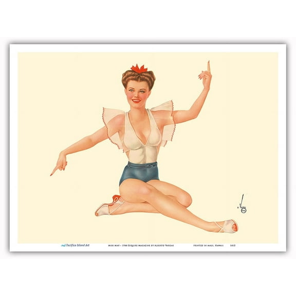 Miss May - 1944 Esquire Magazine - Vintage Pin Up Girl Print by Alberto Vargas - Master Art Print (Unframed) 9in x 12in