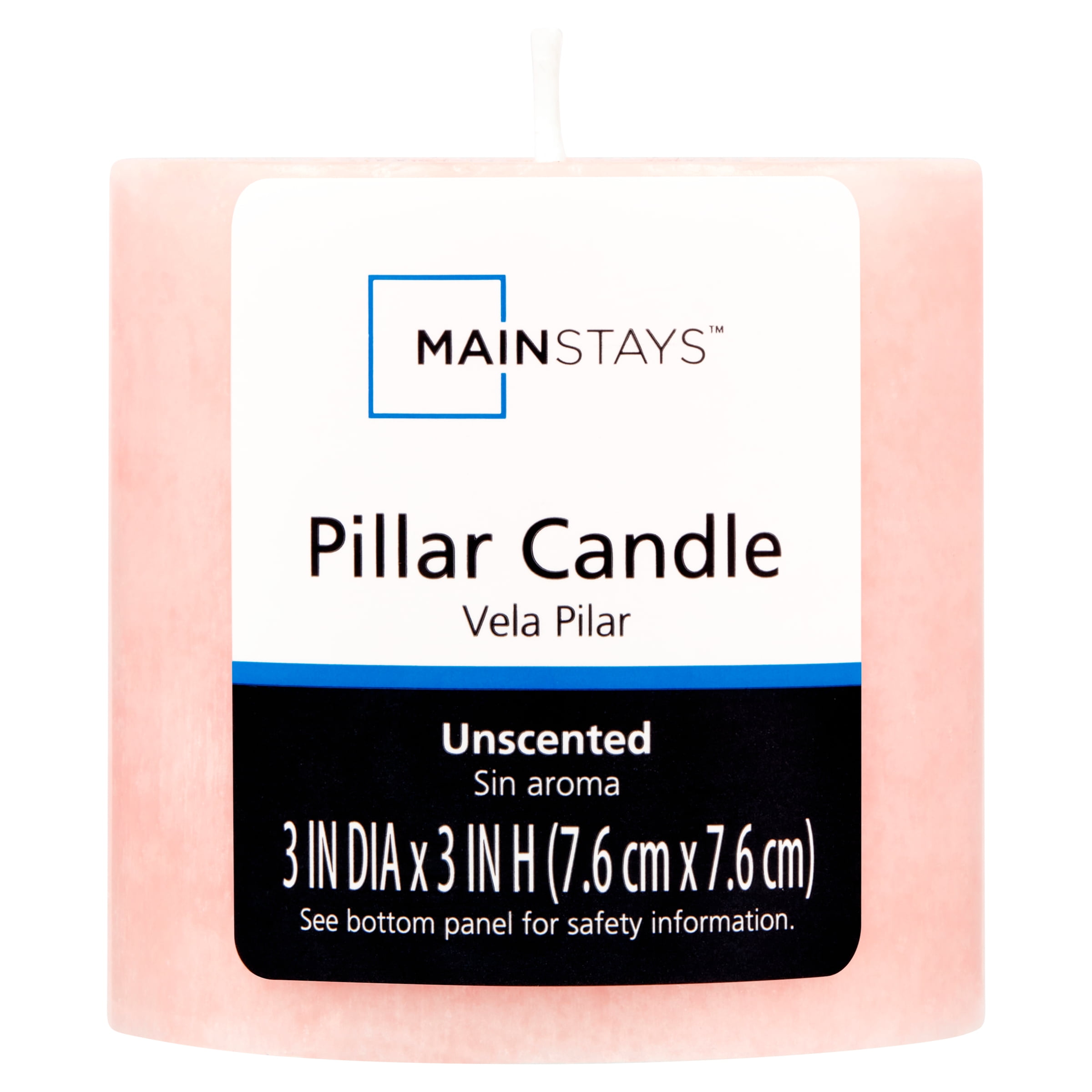 (2 pack) Mainstays Unscented Decorative Mottled Pillar Candles, 3inch wide by 3inch tall, Pink Mottled Color