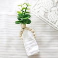 thumbnail image 1 of Simple And Natural Wood Table Napkin Rings With Artificial Green Plants,Napkin Ring*1 Clearance, 1 of 4