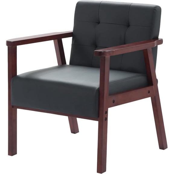 Sturdy Solid Wood Frame Loveseat, Tufted Back Accent Chair with High-Density Foam for Living Room, Home Office, Easy Assembly (Black, 1-Seat)