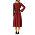 thumbnail image 3 of INSPIRE CHIC Women's Knit Midi Dress A-Line Square Neck Long Sleeve Dresses L Red, 3 of 6