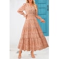 thumbnail image 4 of Vestido PRETTYGARDEN 2025 Floral Naranja Cuello en V Manga Larga XXL, 4 of 4