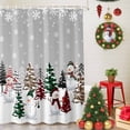 thumbnail image 5 of Christmas Shower Curtains for Bathroom, Snowman Checked Xmas Tree Snowflake Winter Grey Waterproof Fabric Shower Curtain for Bathroom Bathtub Decoration, Machine Washable, 72"x84", 5 of 9