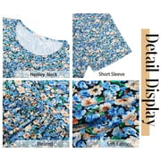 Fantaslook Women Tunic Tops Casual Henley Short Sleeve Shirts Floral Blouses Loose Summer Tops