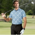 thumbnail image 2 of LA LEELA Mens Golf Shirts Polo Men Shirt Short Sleeve Dri Fit Summer Polos Men's Moisture Wicking Collar Dress Tshirt S Hibiscus, White Blue, 2 of 6