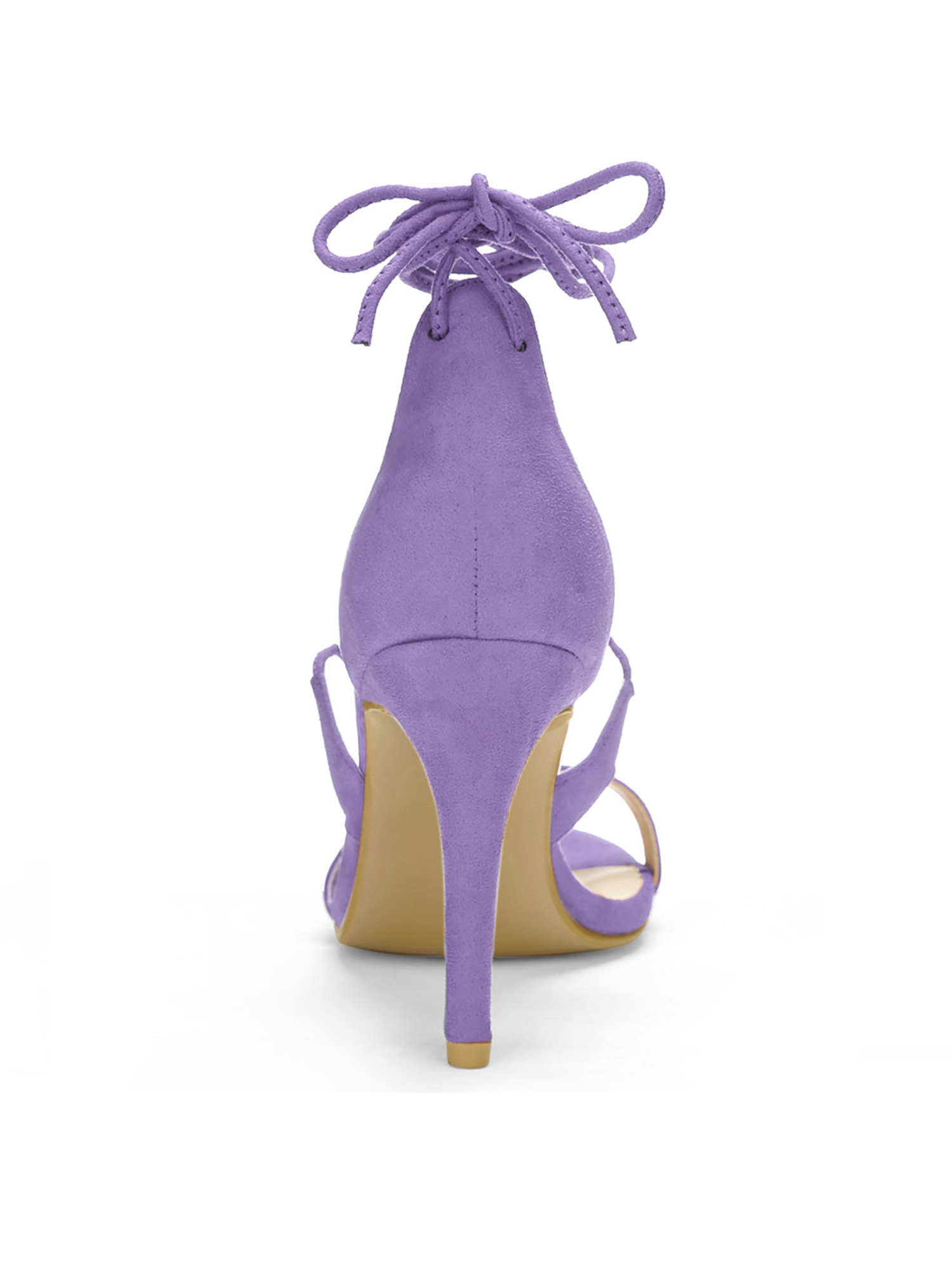 DARING DIVA Women Open Toe Stiletto High Heel Lace-Up Black Sandals 7 Purple
